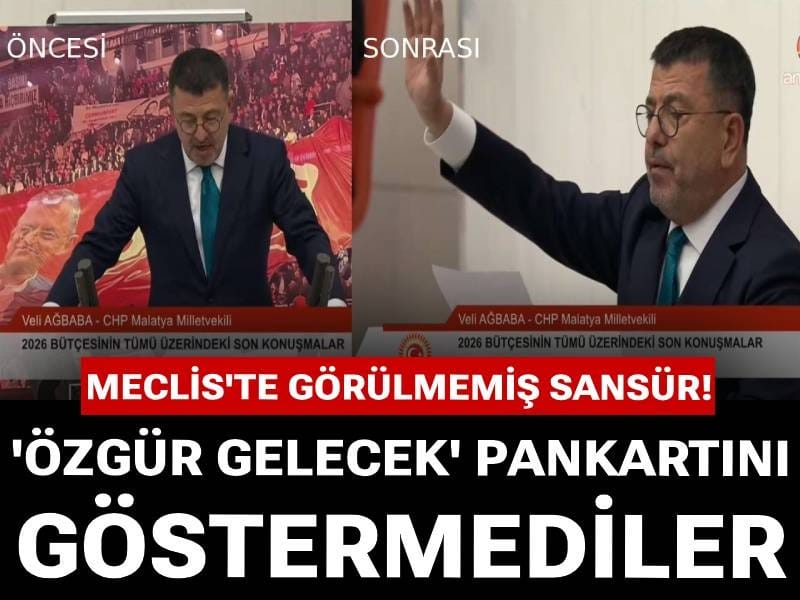 Meclis'te görülmemiş sansür! 'Özgür gelecek' pankartını göstermediler