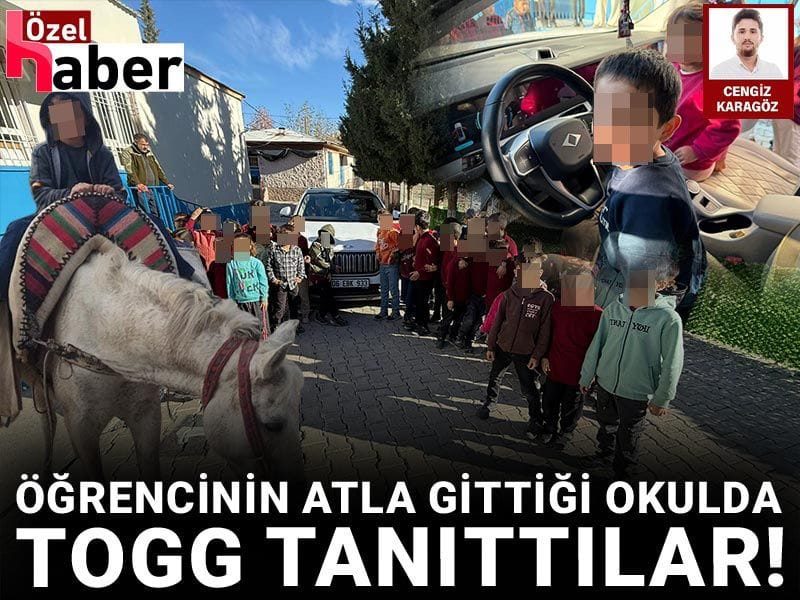 Öğrencinin atla 'gittiği' okulda TOGG tanıttılar!