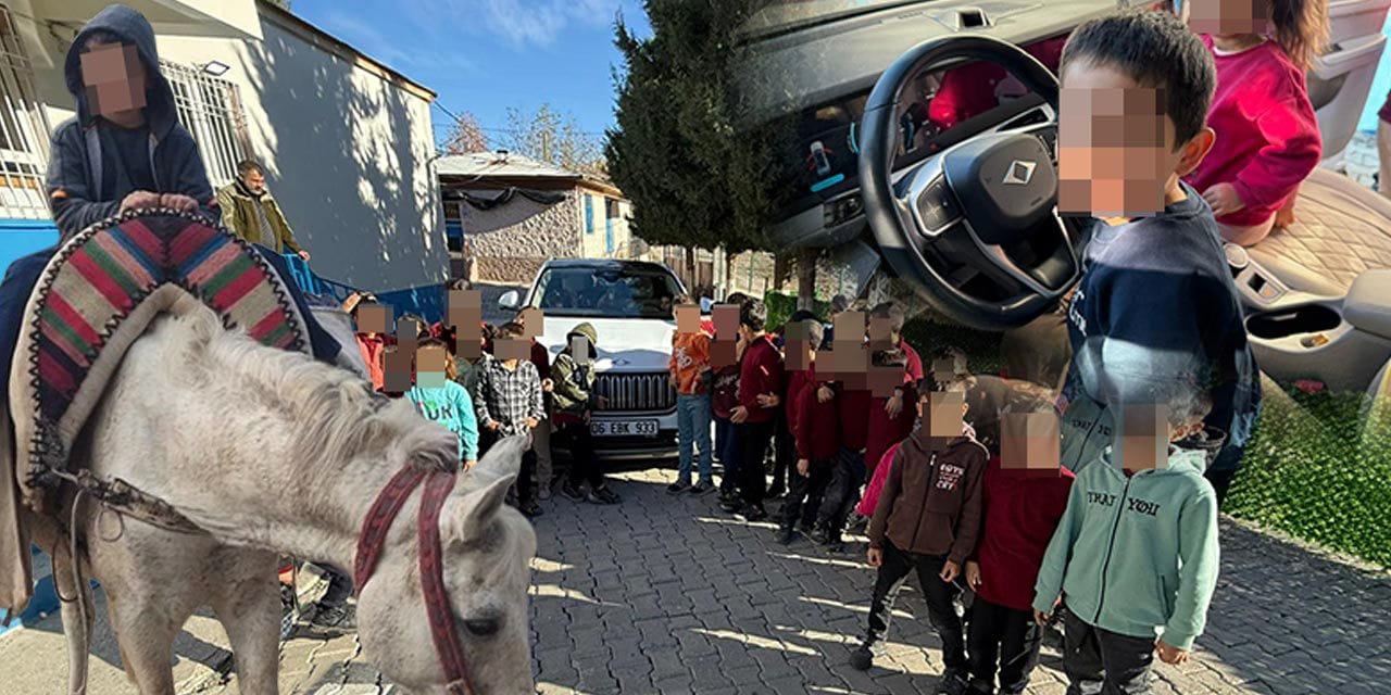 Öğrencinin atla 'gittiği' okulda TOGG tanıttılar!