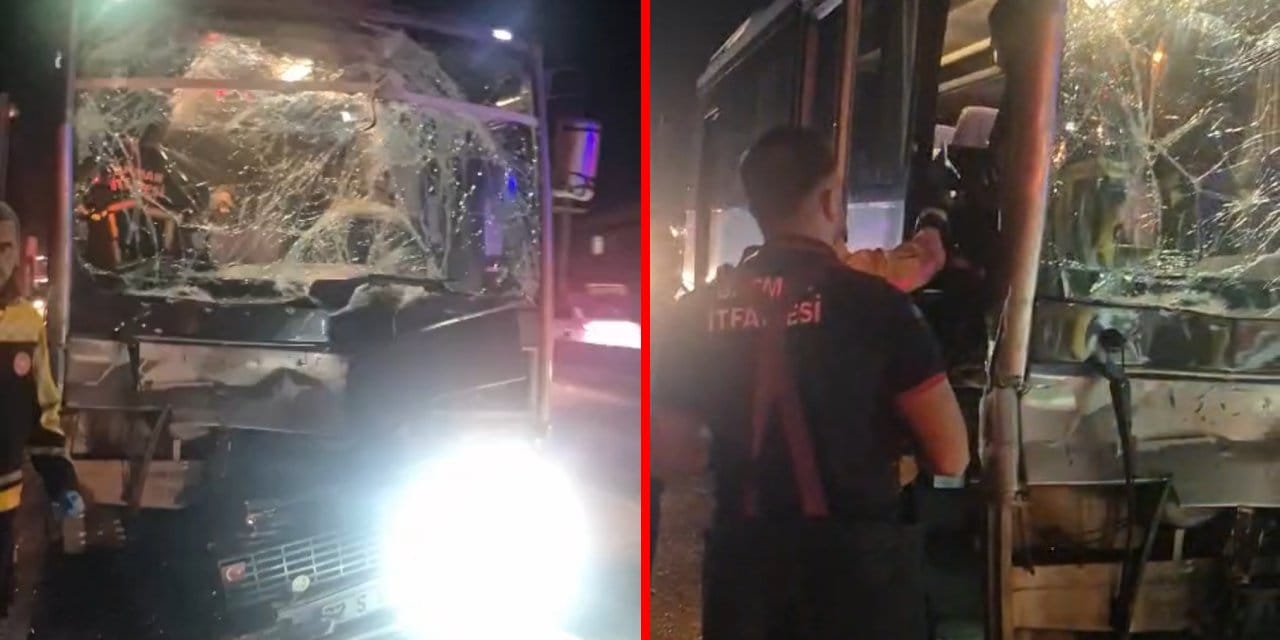 Servis midibüsü çekiciye çarptı: 11 yaralı