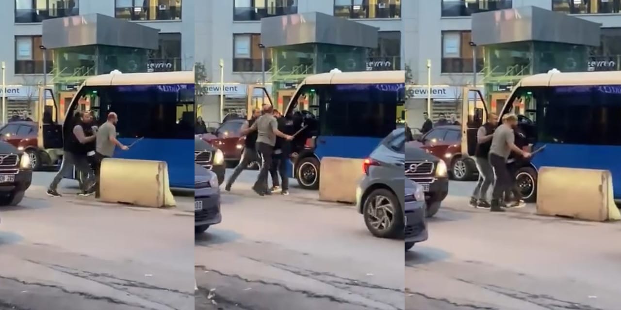 Yol verme kavgasında sopalar çekildi! O anlar kamerada