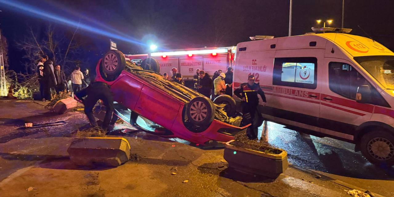 Film gibi kovalamaca! Polisten kaçan otomobil takla attı