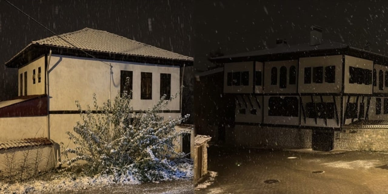 Karabük'te kar yağışı: Safranbolu'nun tarihi konakları beyaza büründü