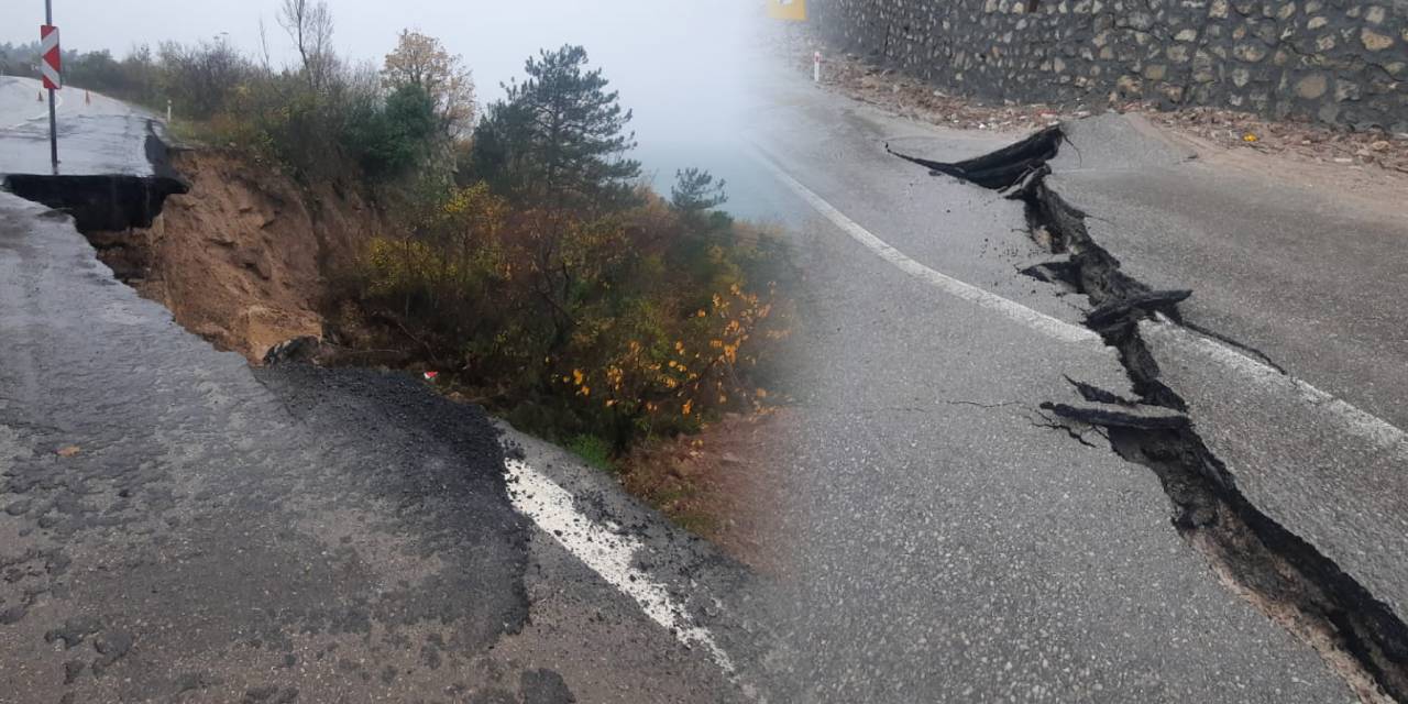 Kastamonu’da heyelan! Yol ulaşıma kapandı