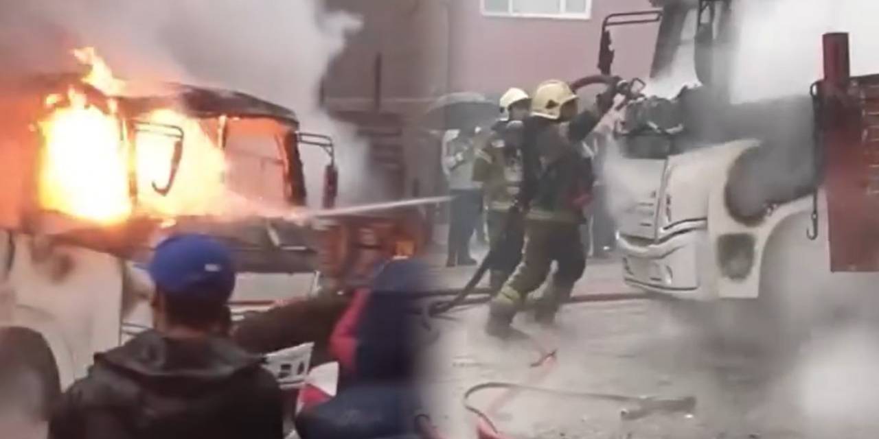 Park halindeki minibüs bir anda alev topuna döndü!