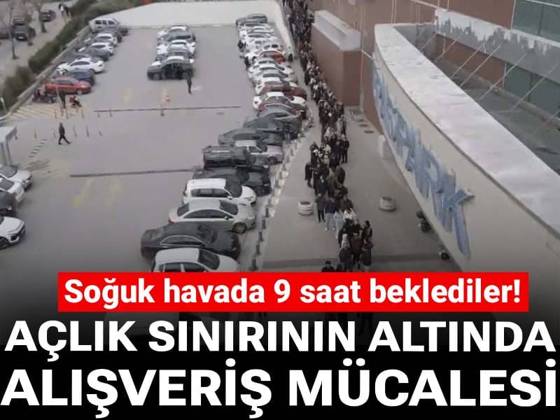 Açlık sınırının altında alışveriş mücadelesi: Soğuk havada 9 saat beklediler!
