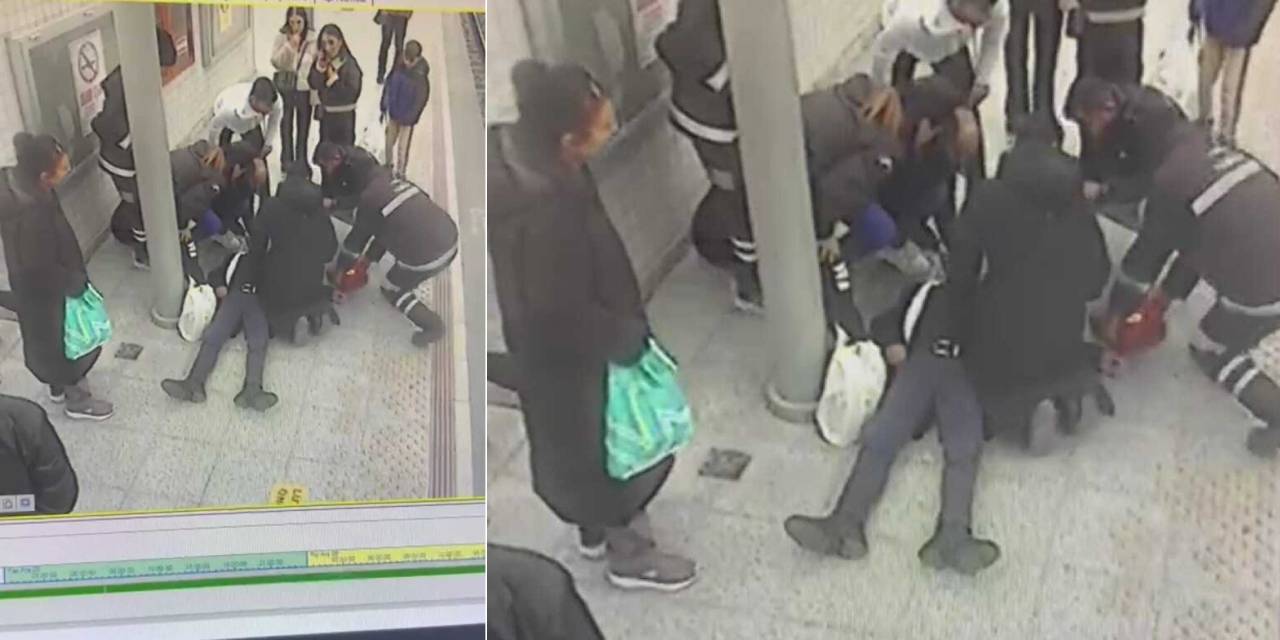 Tren beklerken kalp krizi geçirdi! İlk müdahale kamerada