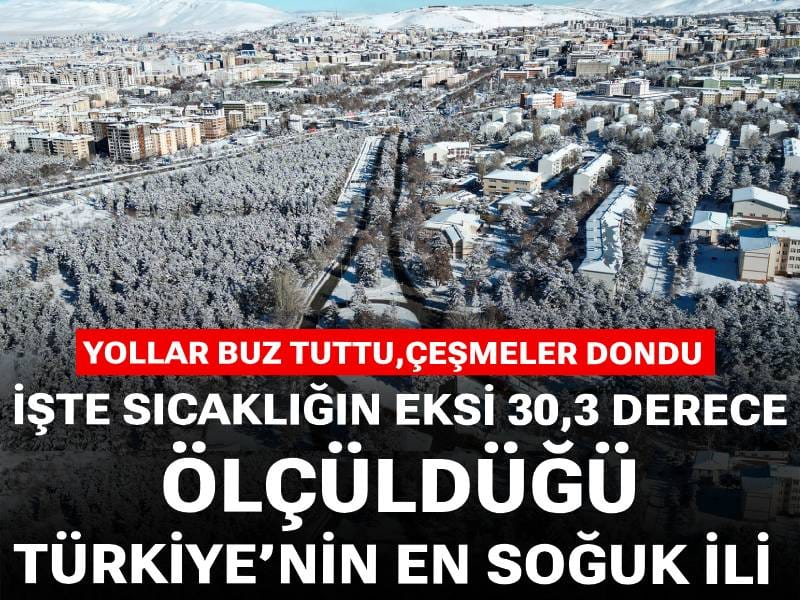 Yollar buz tuttu, çeşmeler dondu: İşte sıcaklığın eksi 30,3 derece ölçüldüğü Türkiye’nin en soğuk ili
