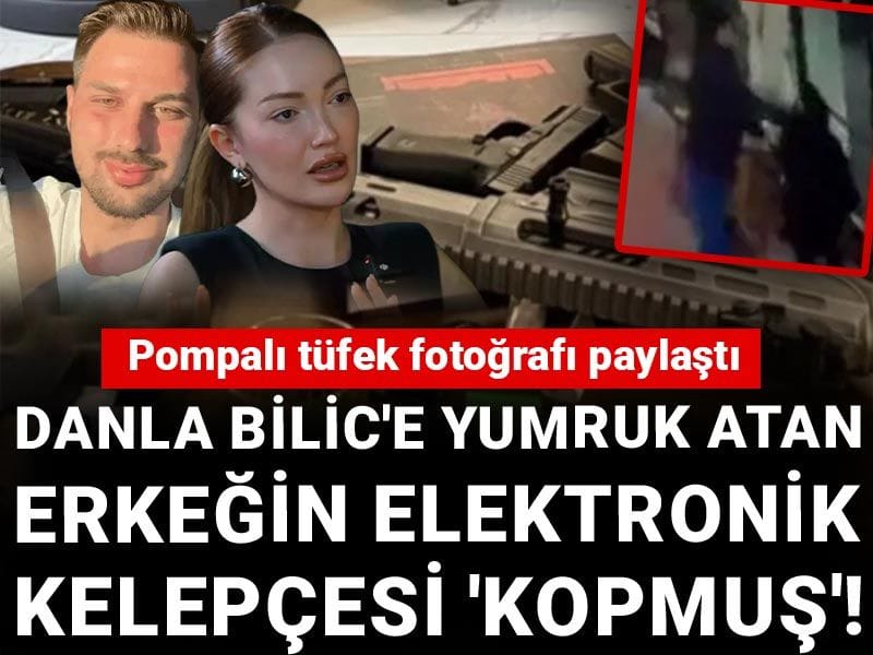 Danla Bilic'e yumruk atan erkeğin elektronik kelepçesi 'kopmuş'! Pompalı tüfek fotoğrafı paylaştı
