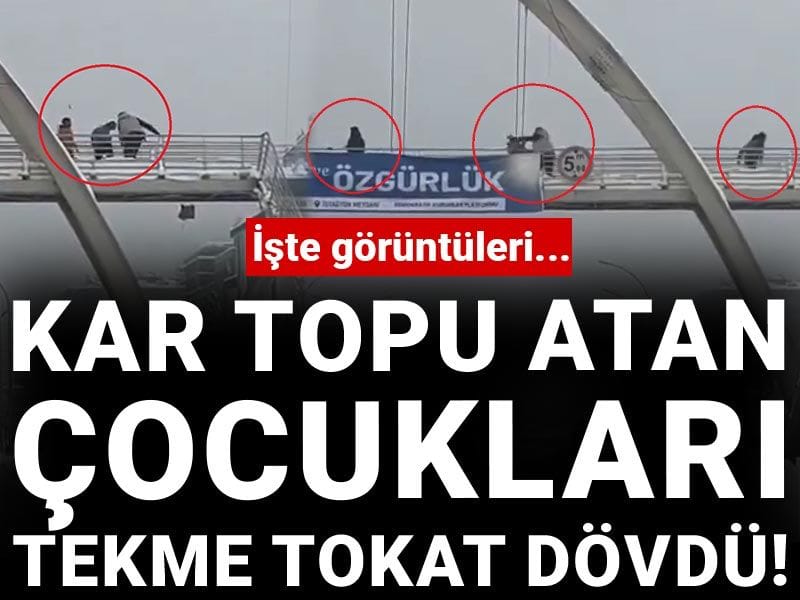 Kar topu atan çocukları tekme tokat dövdü! İşte görüntüleri...