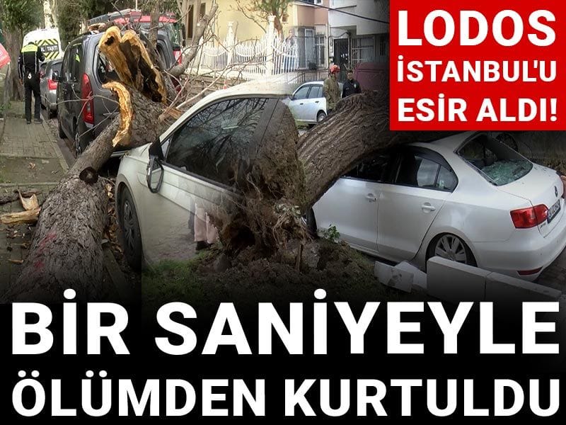 Lodos İstanbul'u esir aldı! Bir saniyeyle ölümden kurtuldu