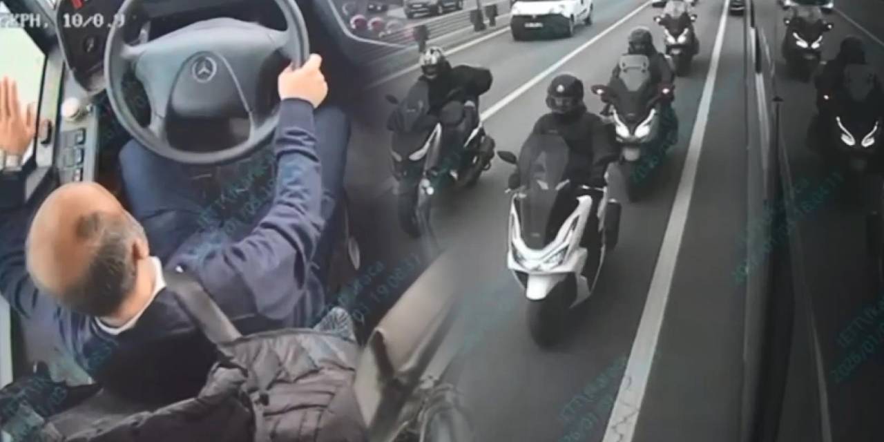 Lodos İstanbul’u esir aldı! Motosikletlilere İETT otobüsü siper oldu