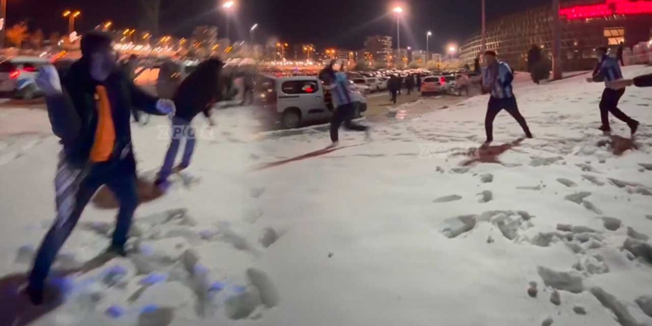 Galatasaray Trabzonspor taraftarından Gaziantep’te kartopu savaşı