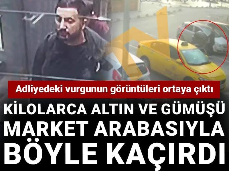 Adliyedeki vurgunun görüntüleri ortaya çıktı: Kilolarca altın ve gümüşü market arabasıyla böyle kaçırdı