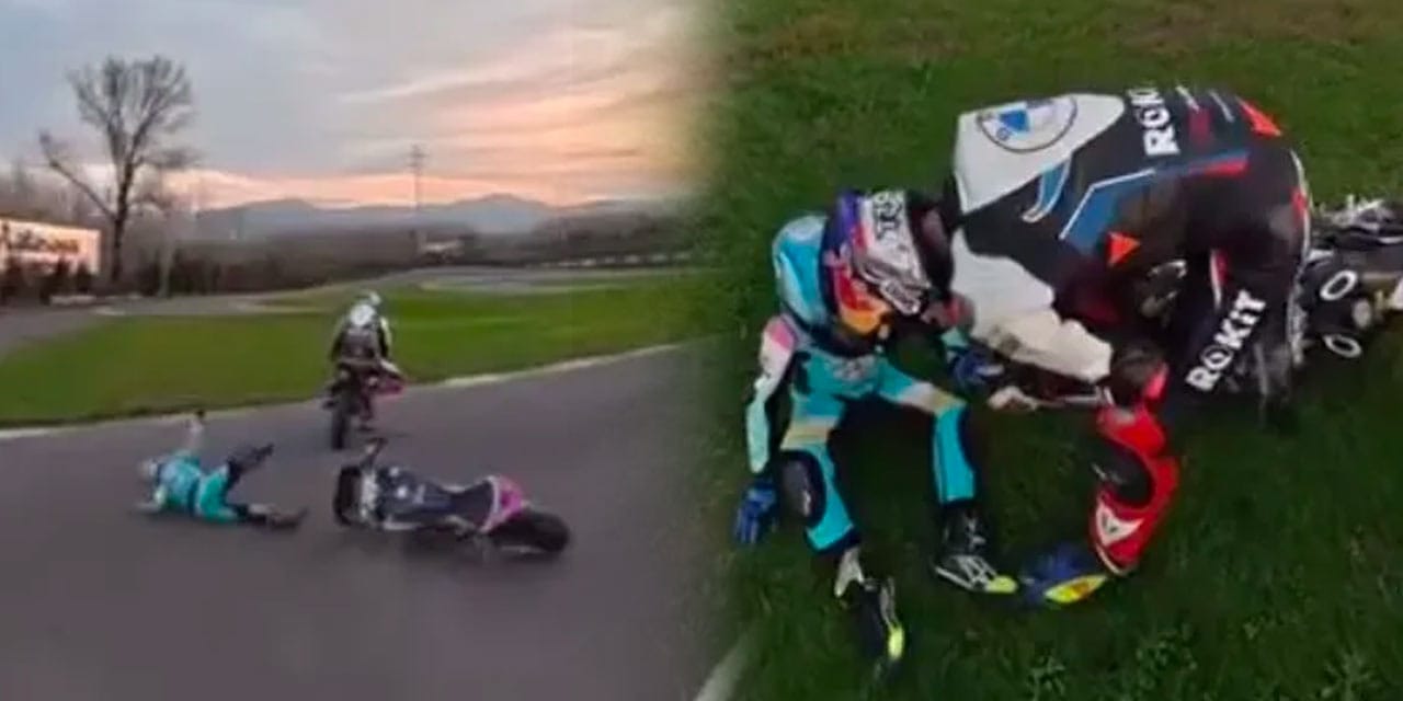 Toprak Razgatlıoğlu Kenan Sofuoğlu'nun 6 yaşındaki oğlu Zayn ile kaza yaptı