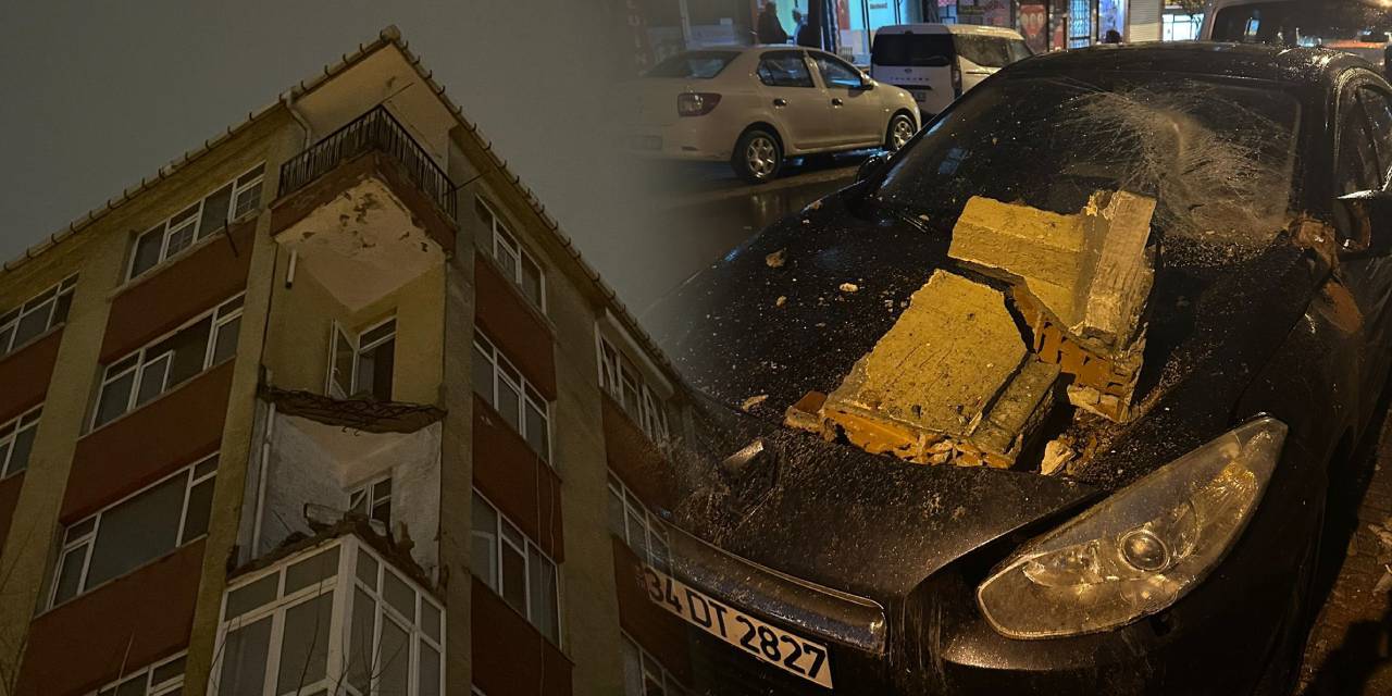 Facianın eşiğinden dönüldü! Balkon otomobilin üstüne yıkıldı