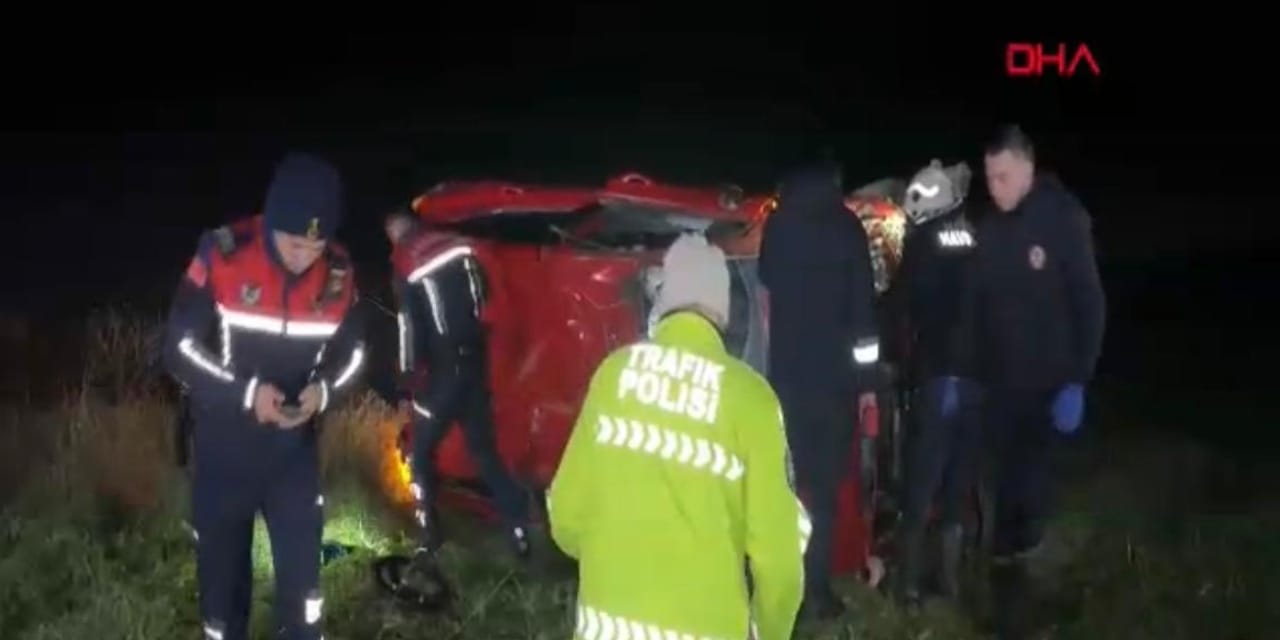 Edirne’de otomobil tarlaya uçtu: 2 yaralı