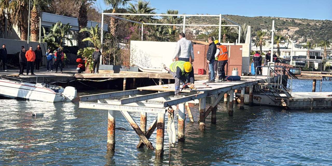 Bodrum'da 100 teknenin bağlı olduğu kaçak liman yıkıldı