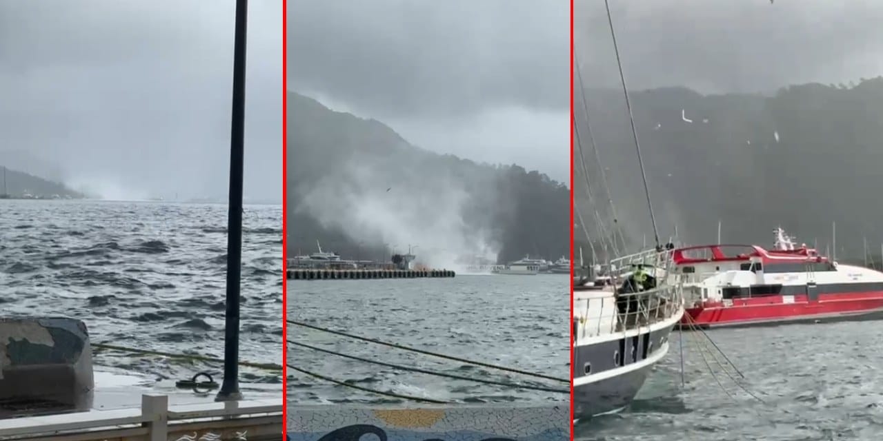 Denizde hortum paniği! O anlar kamerada...