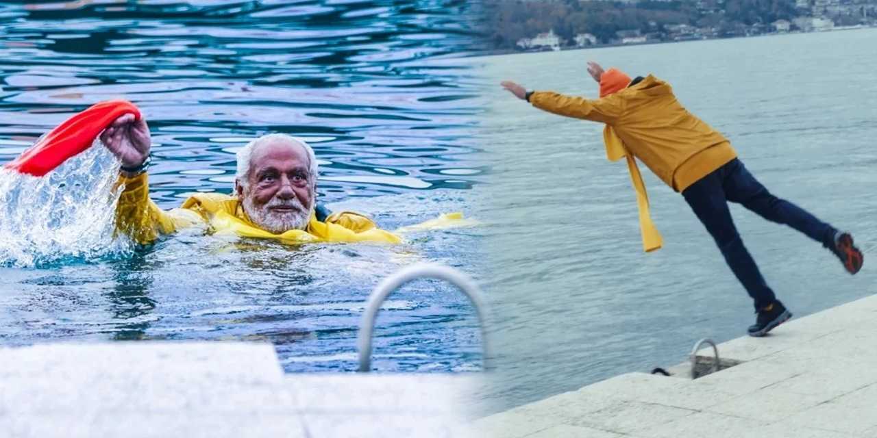 Fedon geleneği bozdu: Boğaz'ın buz gibi sularına atladı!
