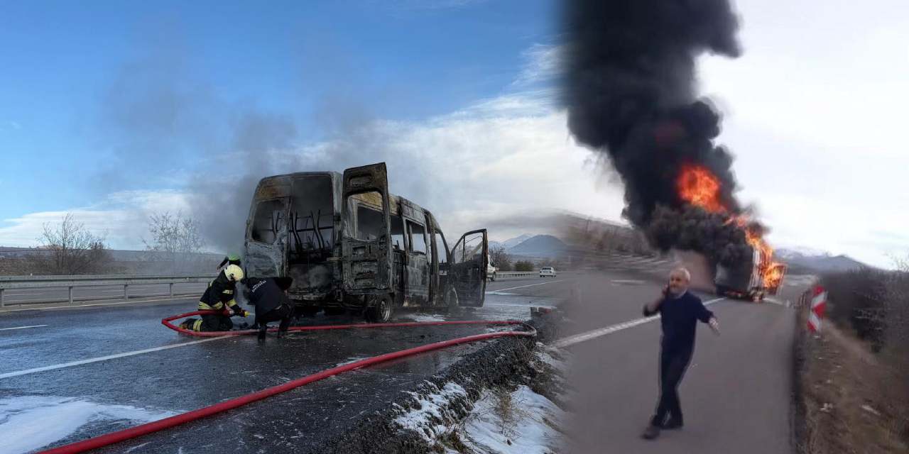 Konya'da yolcu minibüsü alev topuna döndü!