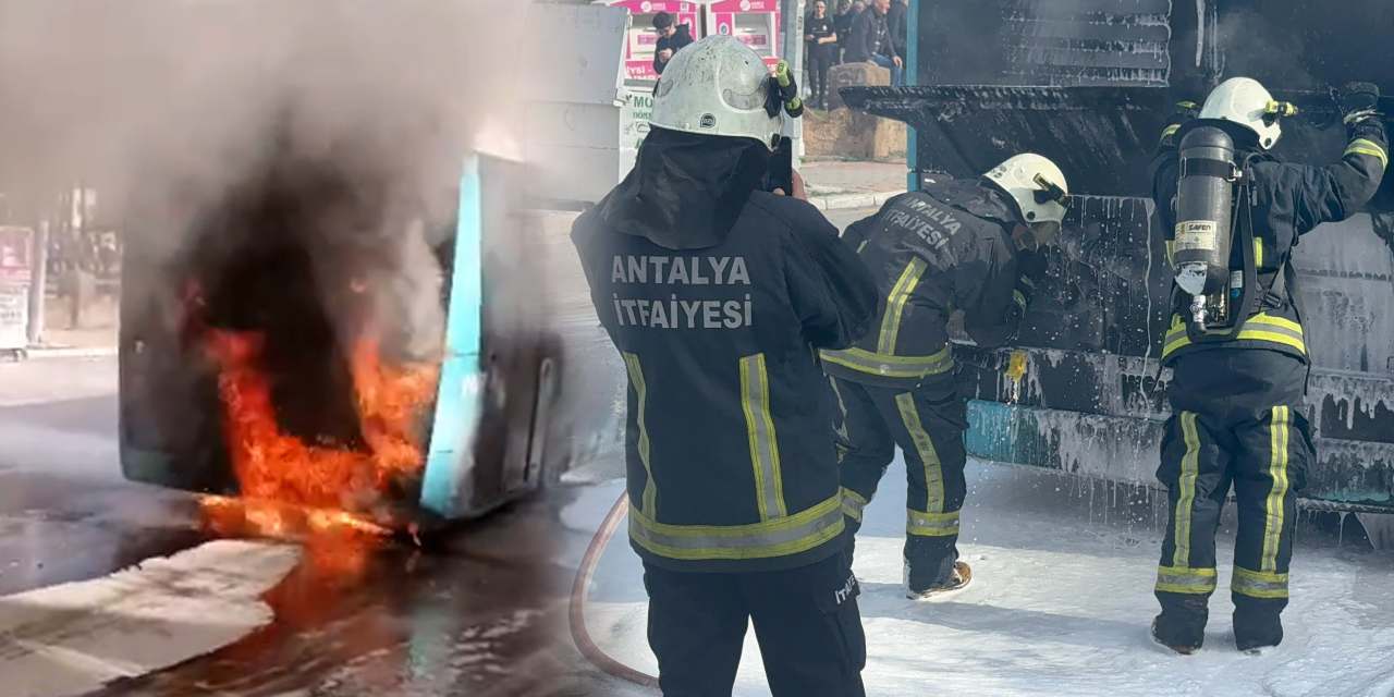 Halk otobüsü alev alev yandı!