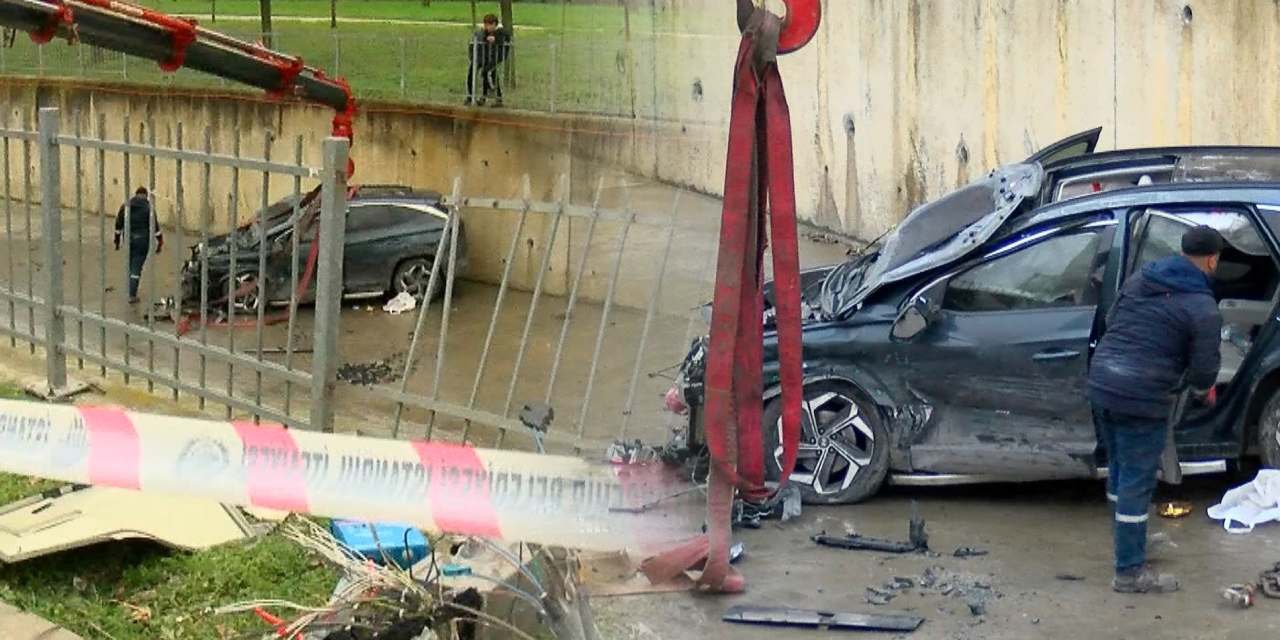 Küçükçekmece’de otomobil dereye uçtu!