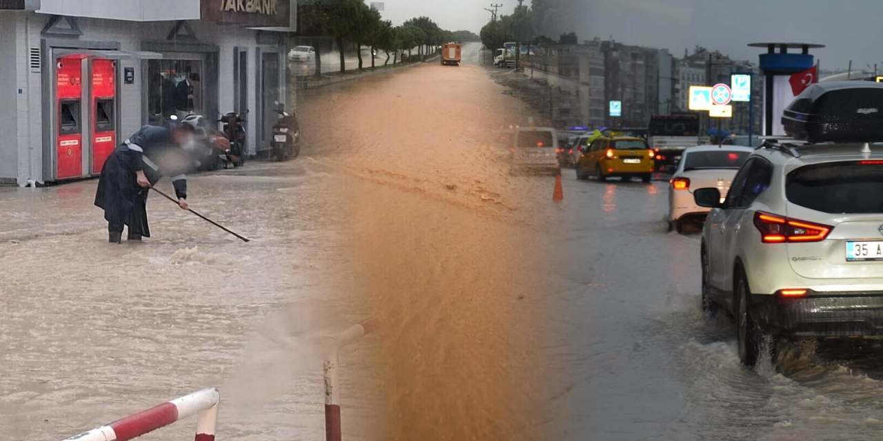 İzmir’de sağanak kabusu hayatı felç etti! Denizin rengi değişti Kordon suya gömüldü