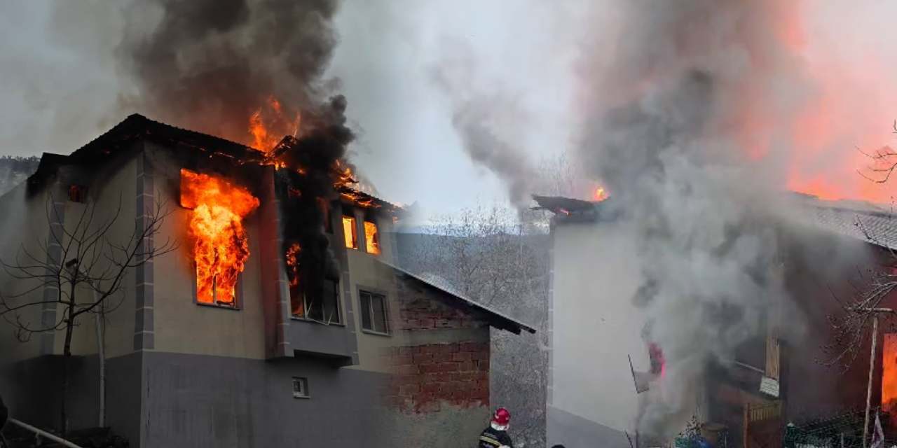 Bolu’da 2 katlı ev alev alev yandı!