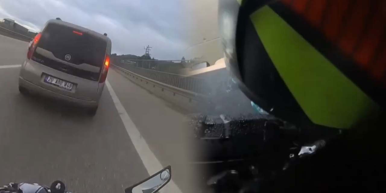 Bursa’da korkunç kaza! Motosikletli aracın camından içeri girdi