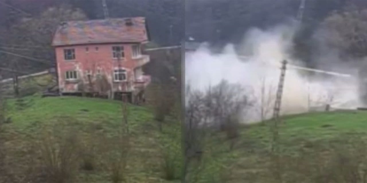 Kastamonu’da heyelan felaketi: 2 katlı evin çöküşü kamerada
