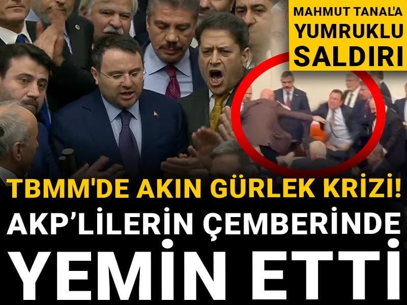 Son Dakika | TBMM'de Akın Gürlek krizi! AKP'lilerin çemberi içinde yemin etti... Mahmut Tanal'a yumruklu saldırı