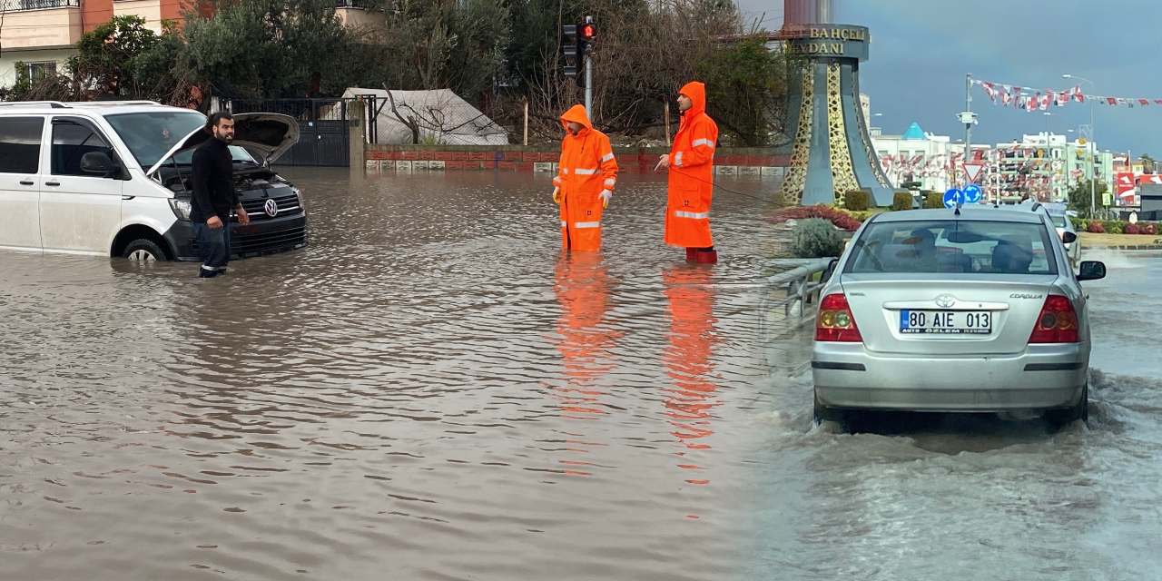 Osmaniye’de sağanak kabusu! Araçlar mahsur kaldı