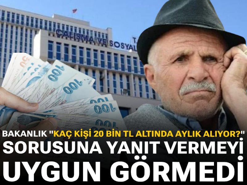 Bakanlık "Kaç kişi 20 bin TL altında aylık alıyor?" sorusuna yanıt vermeyi uygun görmedi