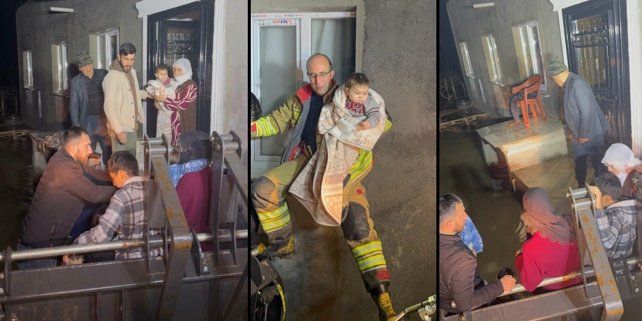 Manisa'da 11 kişilik aile selde mahsur kaldı!