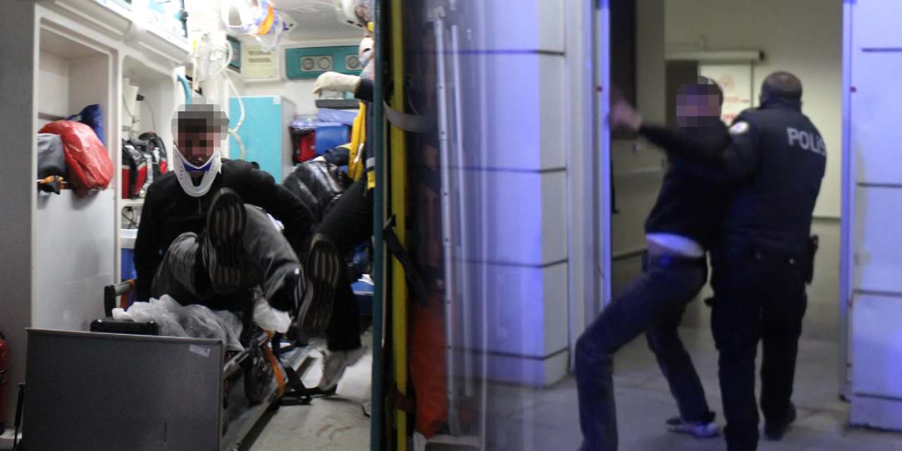 Parkta bıçaklandı hastanede sedyeden atlayıp gazetecilere saldırdı