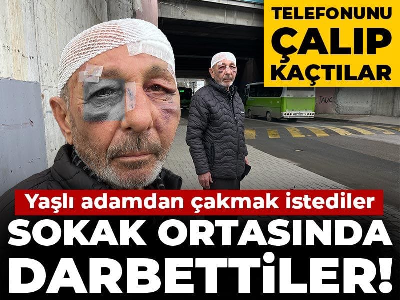 Yaşlı adamdan çakmak isteyip sokak ortasında darbettiler! Telefonunu çalıp kaçtılar