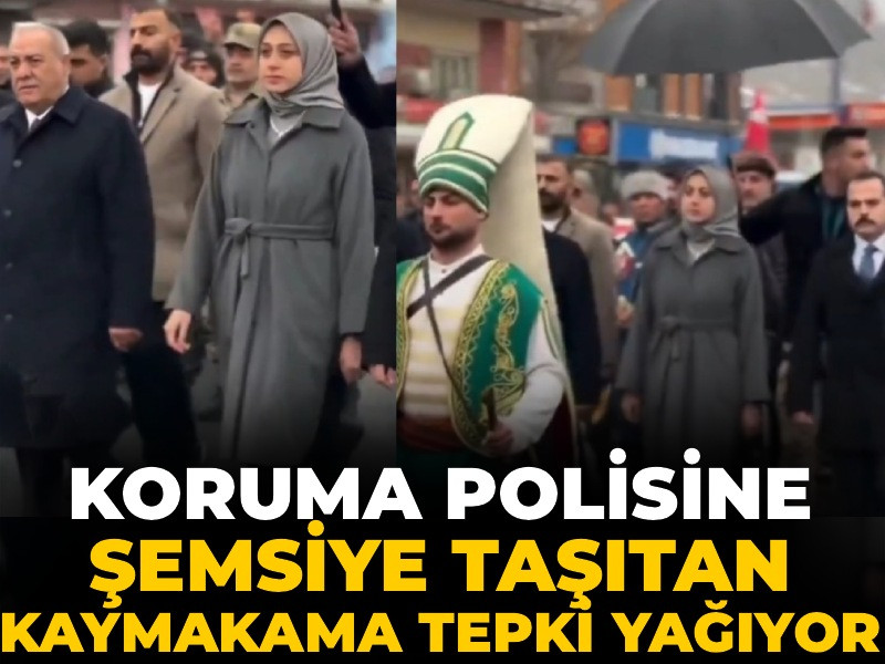 Şimdi de Tercan Kaymakamı... Koruma polisine şemsiye taşıttı
