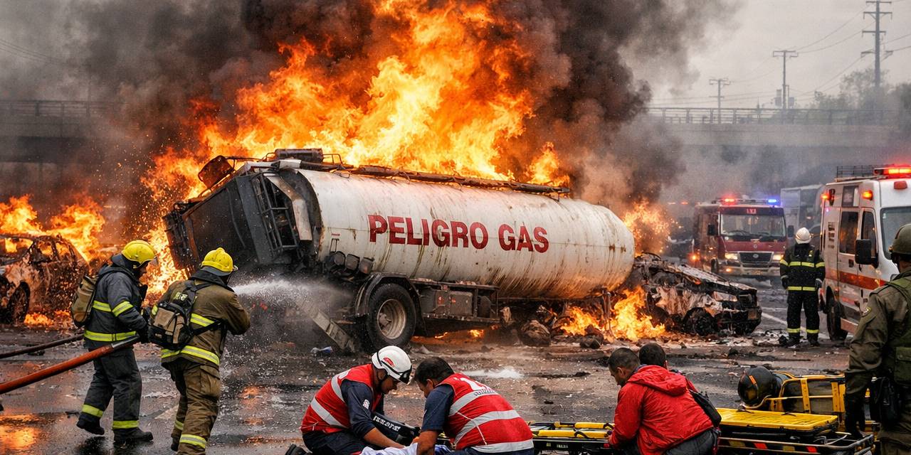 Şili’de Otoyol Savaş Alanına Döndü! Devrilen Tanker Böyle Patladı