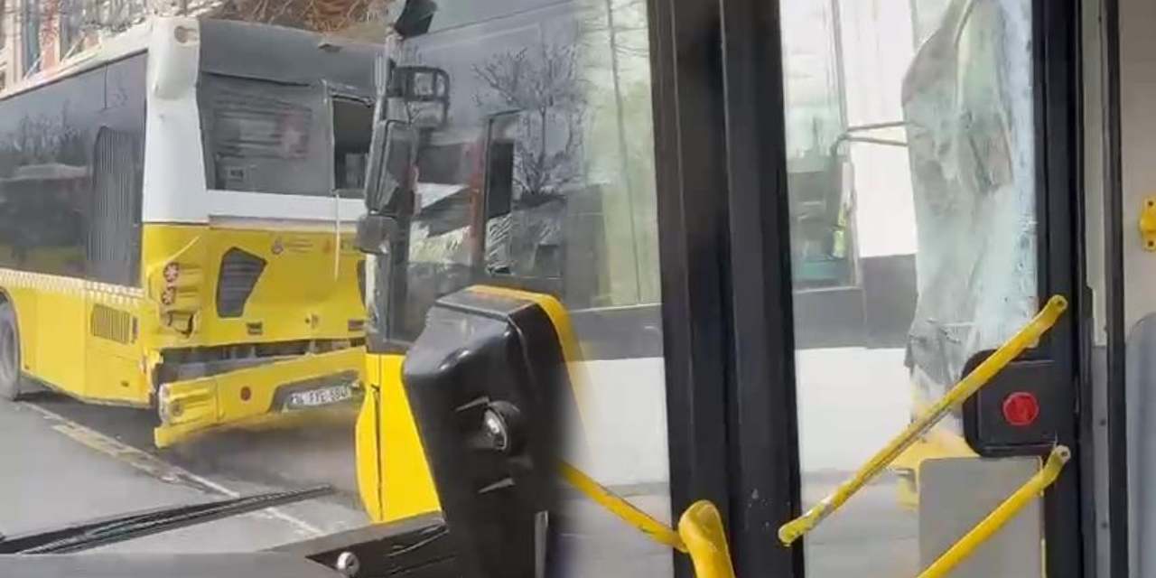 Fatih'te İETT otobüsleri birbirine girdi!