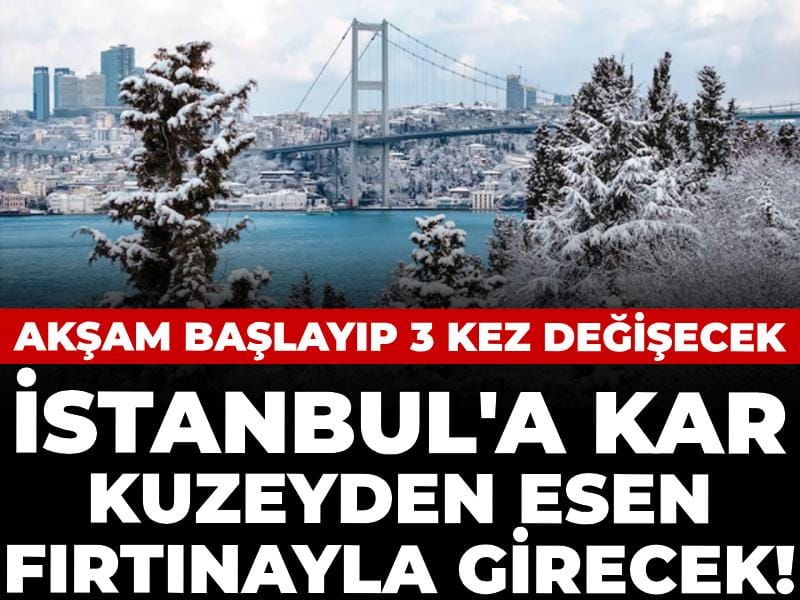 Kar İstanbul'a kuzeyden esen fırtınayla girecek! Akşam başlayıp 3 kez dönecek