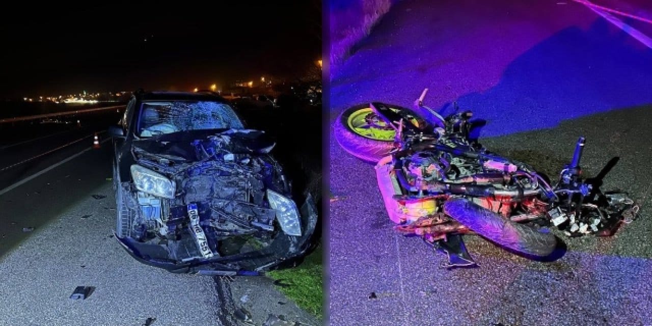 Otomobille çarpışan motosikletin sürücüsü kurtarılamadı