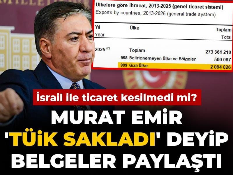 İsrail ile ticaret kesilmedi mi? Murat Emir 'TÜİK sakladı' deyip belgeler paylaştı