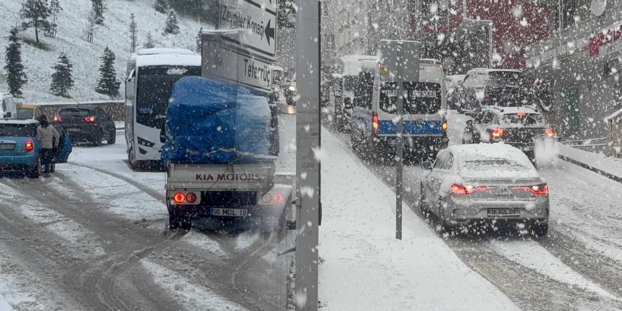 Bursa’da kar esareti! Araçlar yolda kaldı