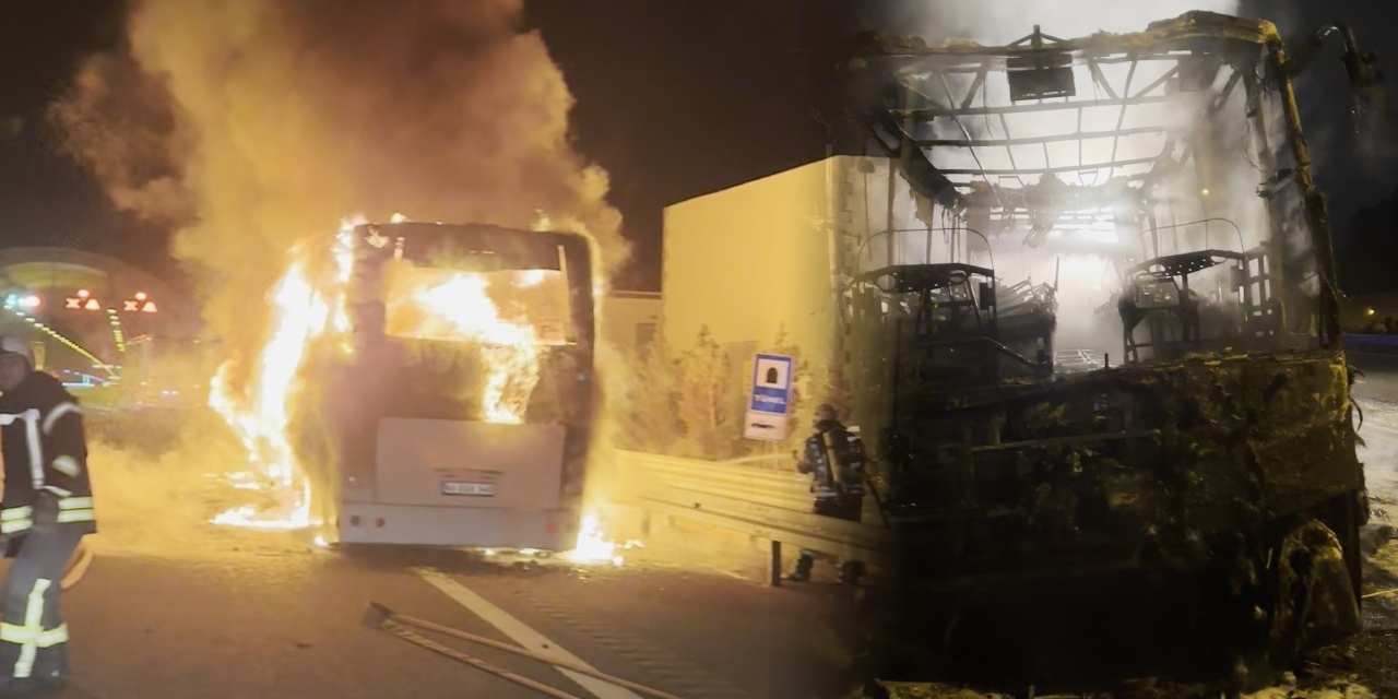Yolcu otobüsü alev topuna döndü!