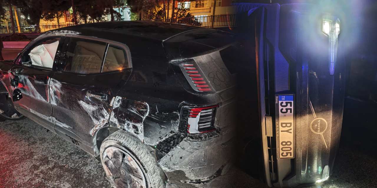 Kontrolden çıkan araç takla atarak yan yattı!