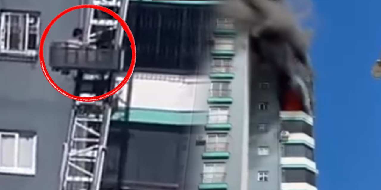 Kahraman işçi korkunç yangında mahsur kalan baba ve bebeğini kurtardı!