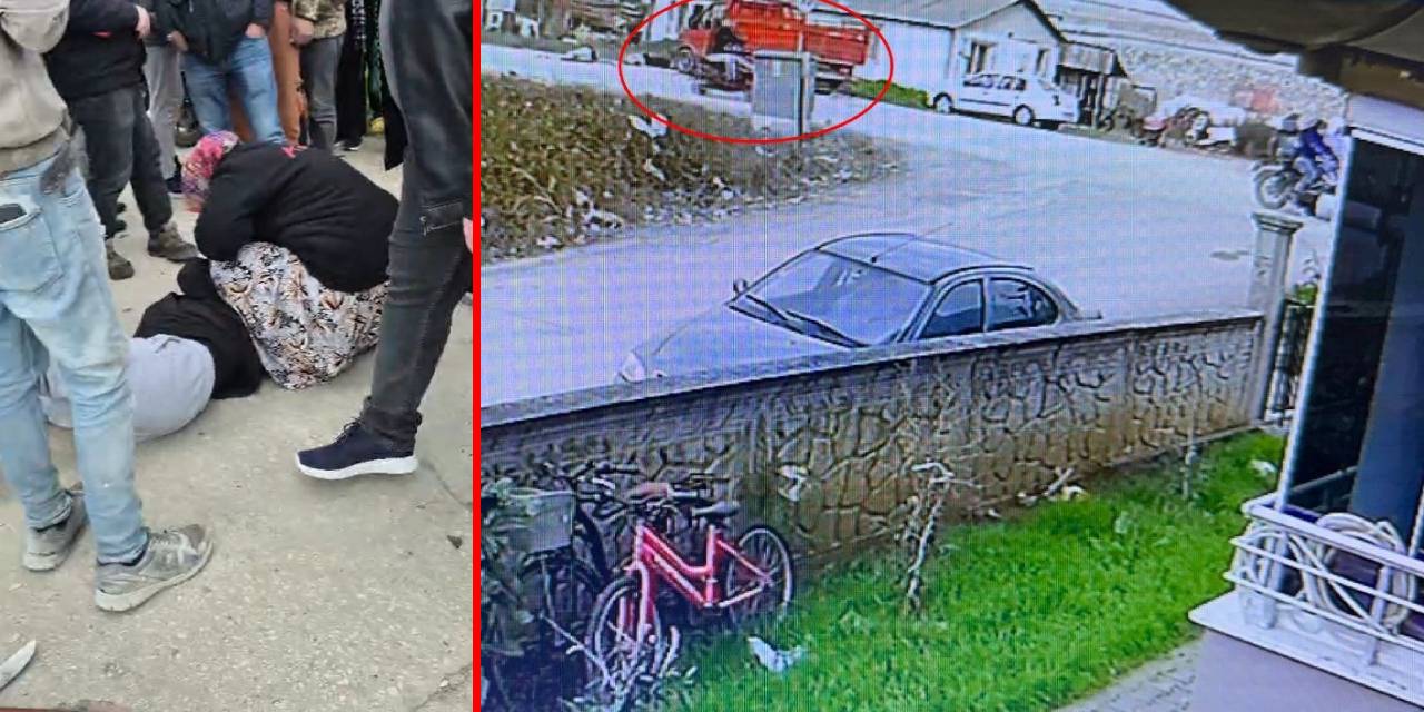 Kamyonet ile motosiklet kafa kafaya çarpıştı! 2 kişinin yaralandığı kaza anı kamerada