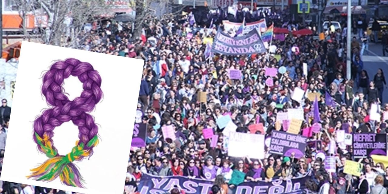 8 Mart pankartı terörle ilişkilendirildi: Polis yürüyüşe engel oldu