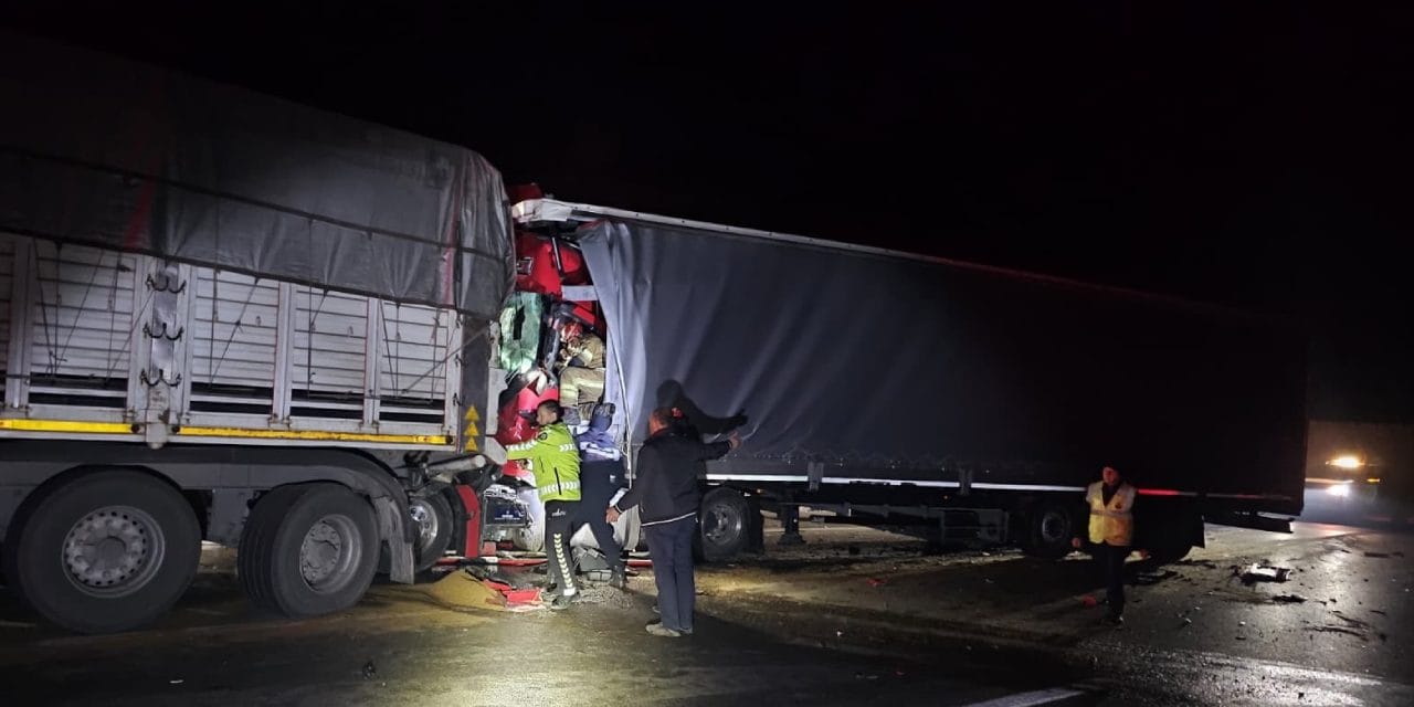 TIR şoförü kabinde sıkışarak can verdi